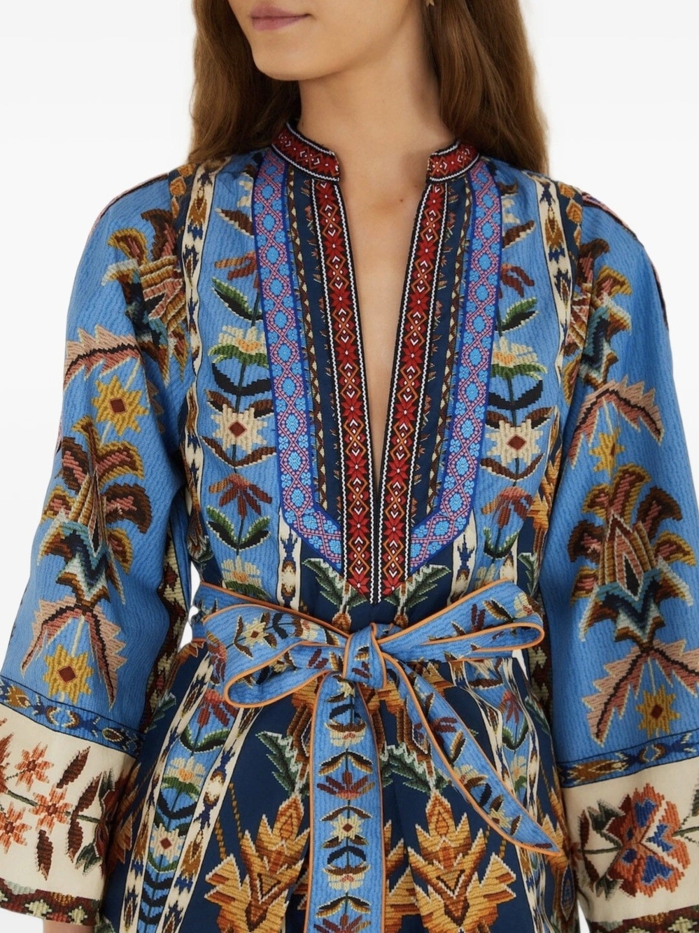 FARM Rio Blue Embroidered Tapestry Mini Dress - Picture 4 of 4